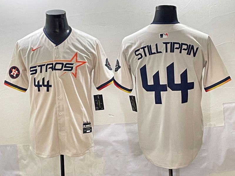 Men 2025 Houston Astros #44 Still Tippin Cream Three generations Joint Name Nike MLB Jersey style 1->houston astros->MLB Jersey